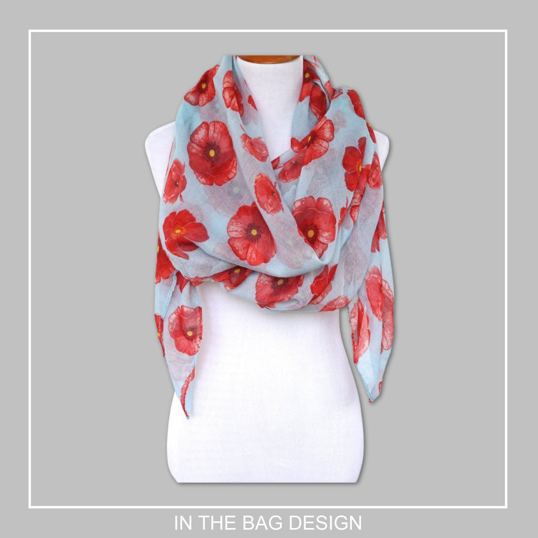 Floral Scarf Poppy Flower Spring Scarf Poppy Scarf Boho Scarf Shawl Women's Scarf Personalized Gift Wrap Shawl Mothers Day Gift for Women