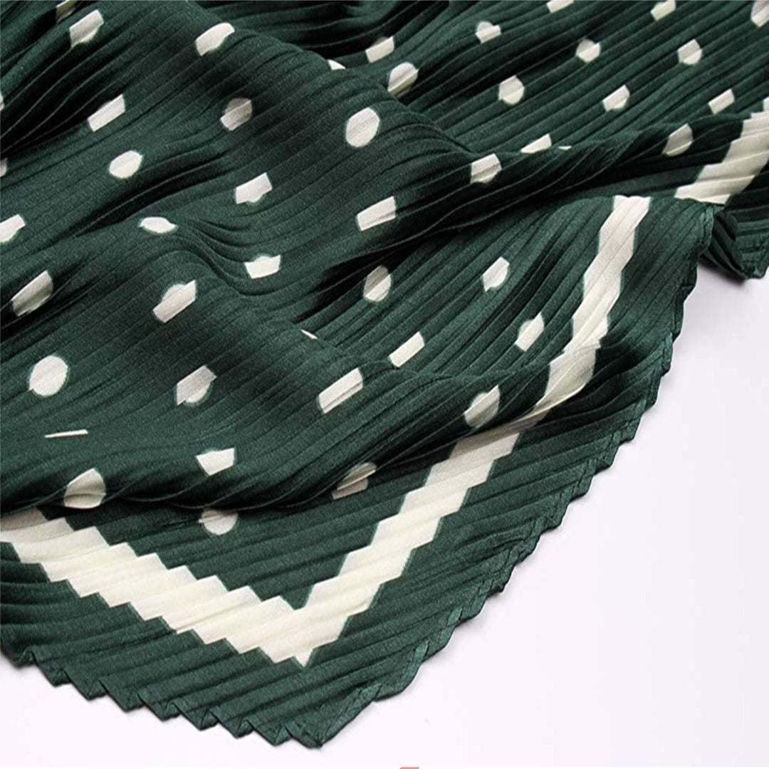 Green Polka Dots Pleated Scarves Bandana Silk Head Scarf Women Scarves Neckerchief Silk Mothers Day Gift Birthday Gift Friend Gift Women