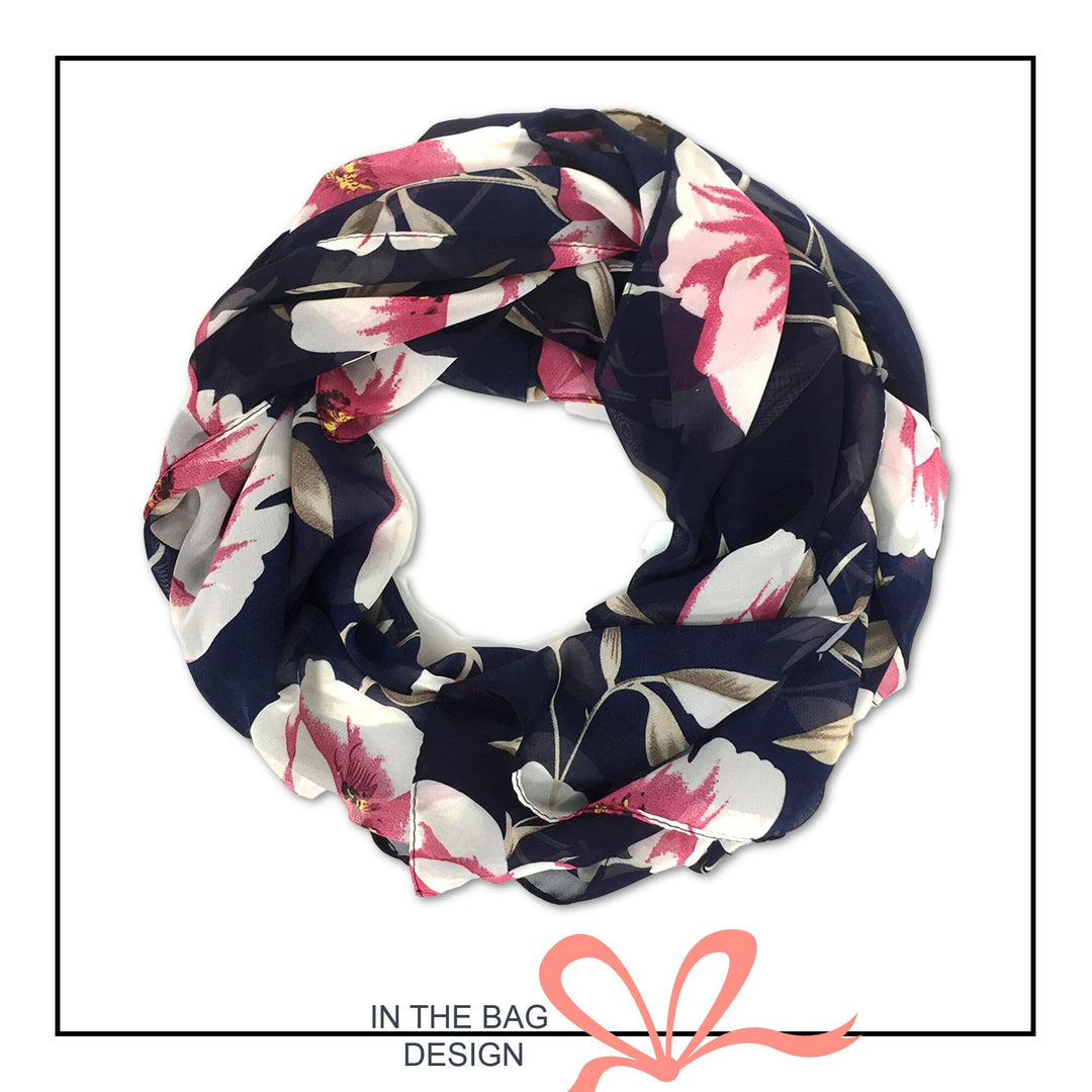 Silky Floral  Print Scarf / Women Scarves / Personalized Scarf / Soft Chiffon Long Wrap Scarf Shawl / Infinity Scarf Loop / Gifts For Her