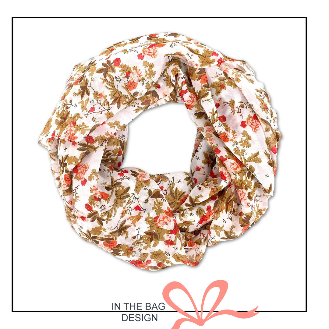 Off White Floral Scarf Women Scarves Personalized Scarf Soft Chiffon Long Wrap Scarf Shawl Infinity Scarf Loop Mothers Day Gift For Her