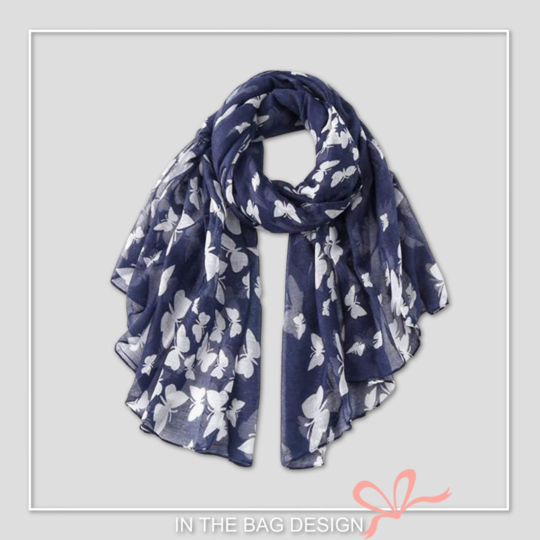 Navy Butterfly Print Scarf Women Shawl Wrap Large Scarf Mothers Day Gift Women's Scarf Personalized Gifts For Women Infinity Scarf for Women