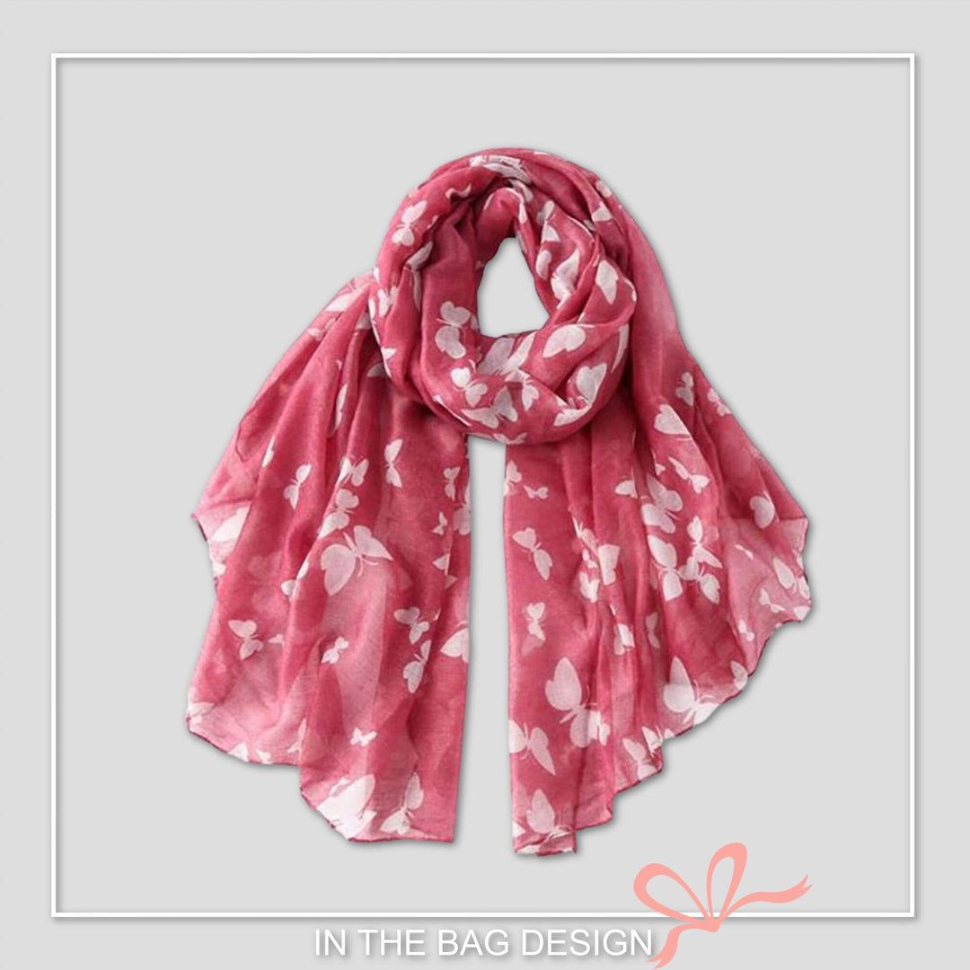 Rouge Pink Butterfly Scarf Women Soft Shawl Wrap Large Scarves with Butterfly Print Personalized Gifts For Women Mothers Day Gift For Her - In The Bag Design