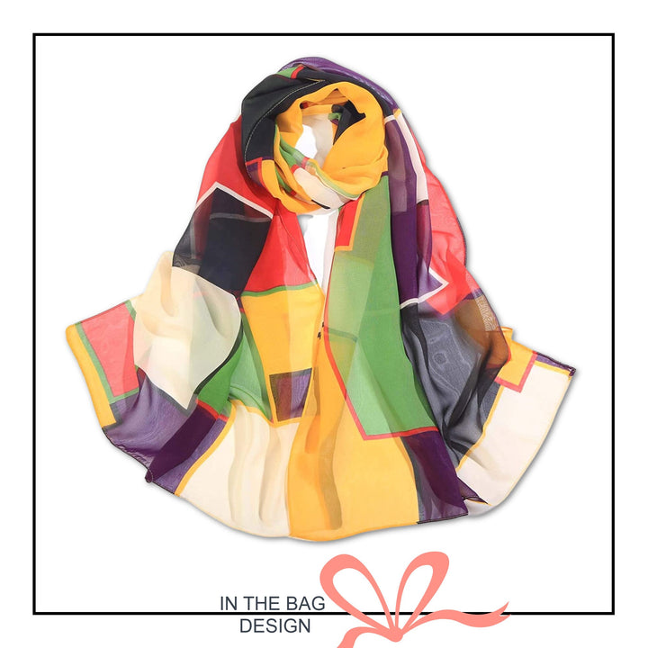 Silky Vibrant Multicoloured Large Silk Scarf /  Women Scarf / Personalized Scarf / Soft Chiffon Long Wrap Scarf Shawl / Infinity Scarf Loop