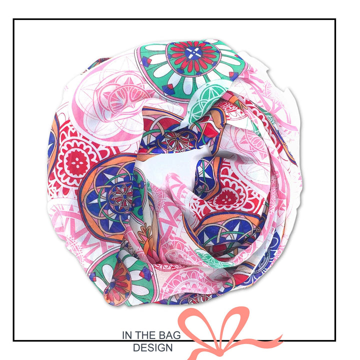 Pink Mandala Print Scarf Women Scarves Personalized Scarf Soft Chiffon Long Wrap Scarf Shawl Infinity Scarf Loop Mothers Day Gift For Her