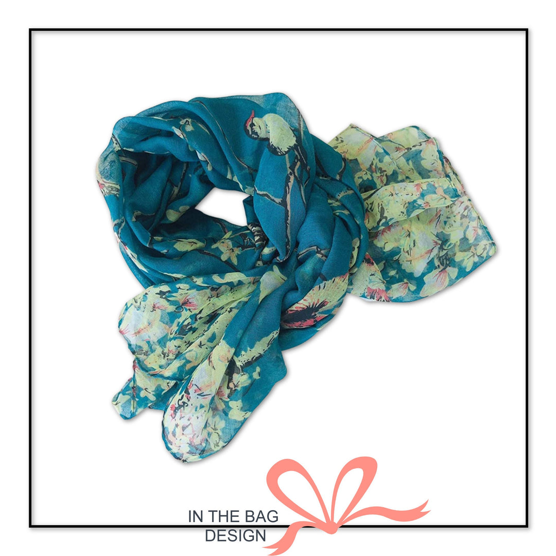 Dark Teal Scarf Birds Scarf Black Summer Scarf Women Scarves Infinity Scarves Loop Personalized Gifts For Women Mothers Day Gift for Her