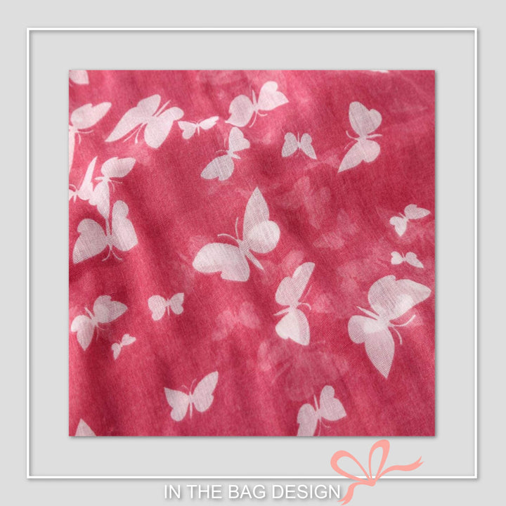 Rouge Pink Butterfly Scarf Women Soft Shawl Wrap Large Scarves with Butterfly Print Personalized Gifts For Women Mothers Day Gift For Her - In The Bag Design