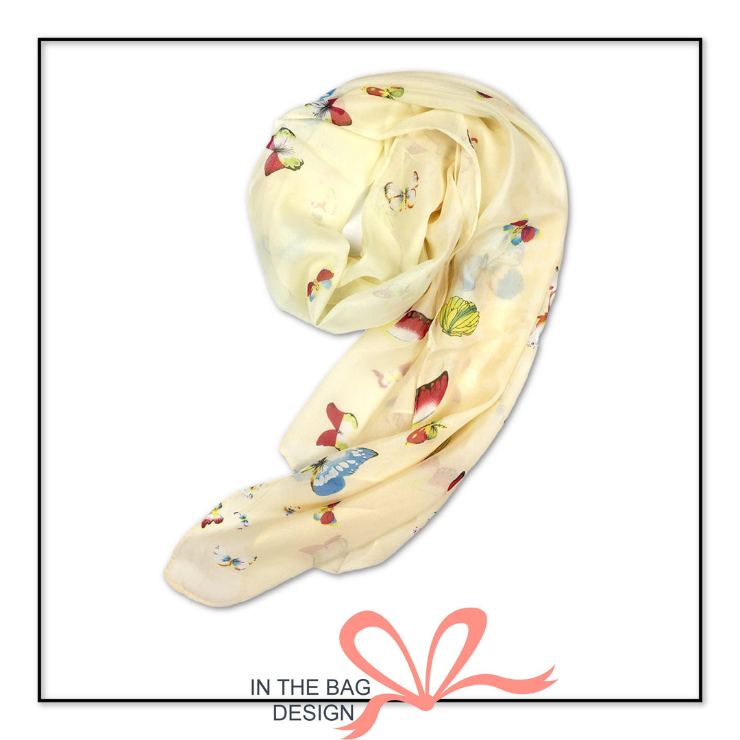 Beige Butterfly Print Scarf Silky Summer Scarf Women Infinity Scarves Personalized Gifts For Women Shawl Wrap Large Scarf Mothers Day Gift