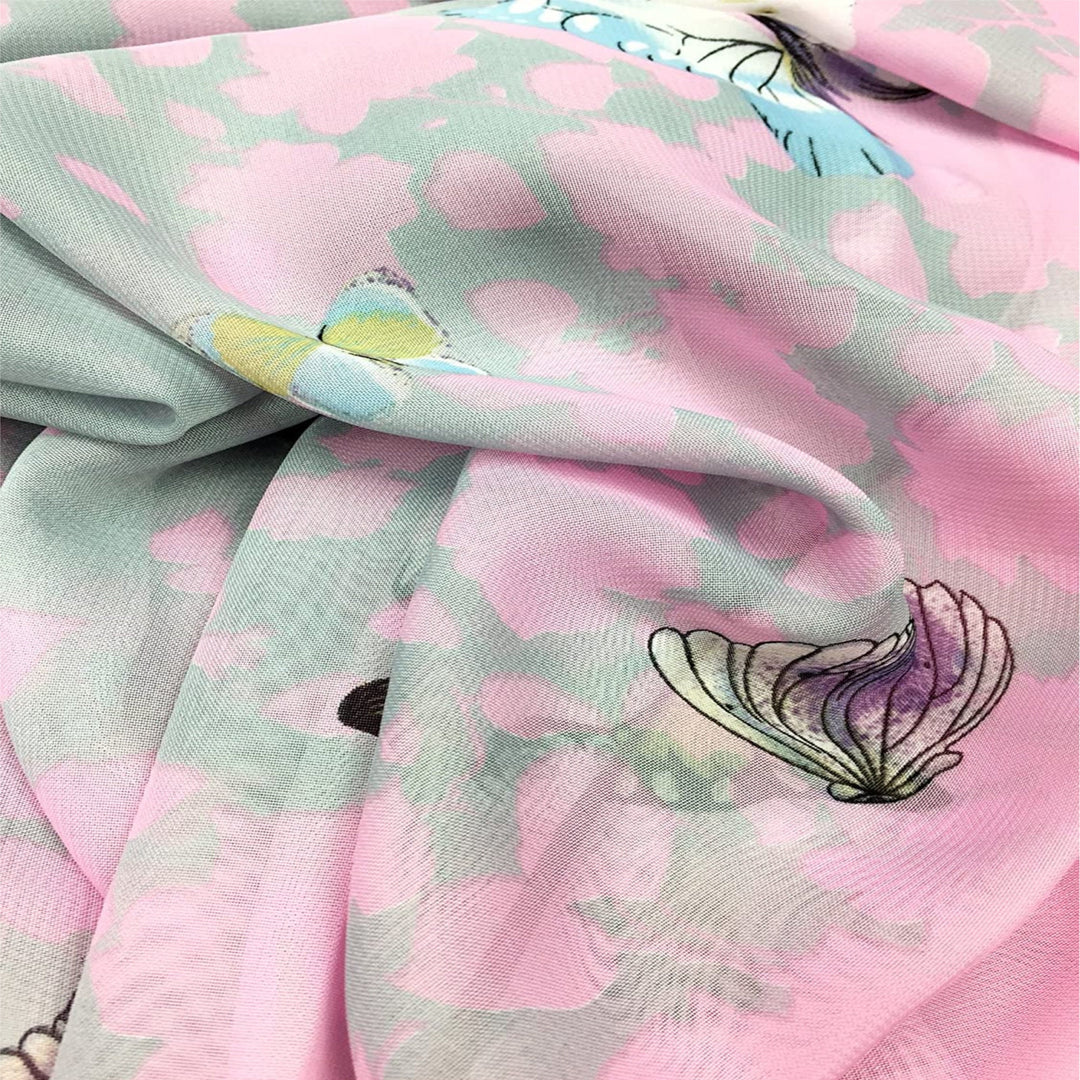 Silky Pink & Grey Butterfly Scarf Summer Scarf Women Infinity Scarves Loop Personalized Gifts For Women Shawl Wrap Mothers Day Gift