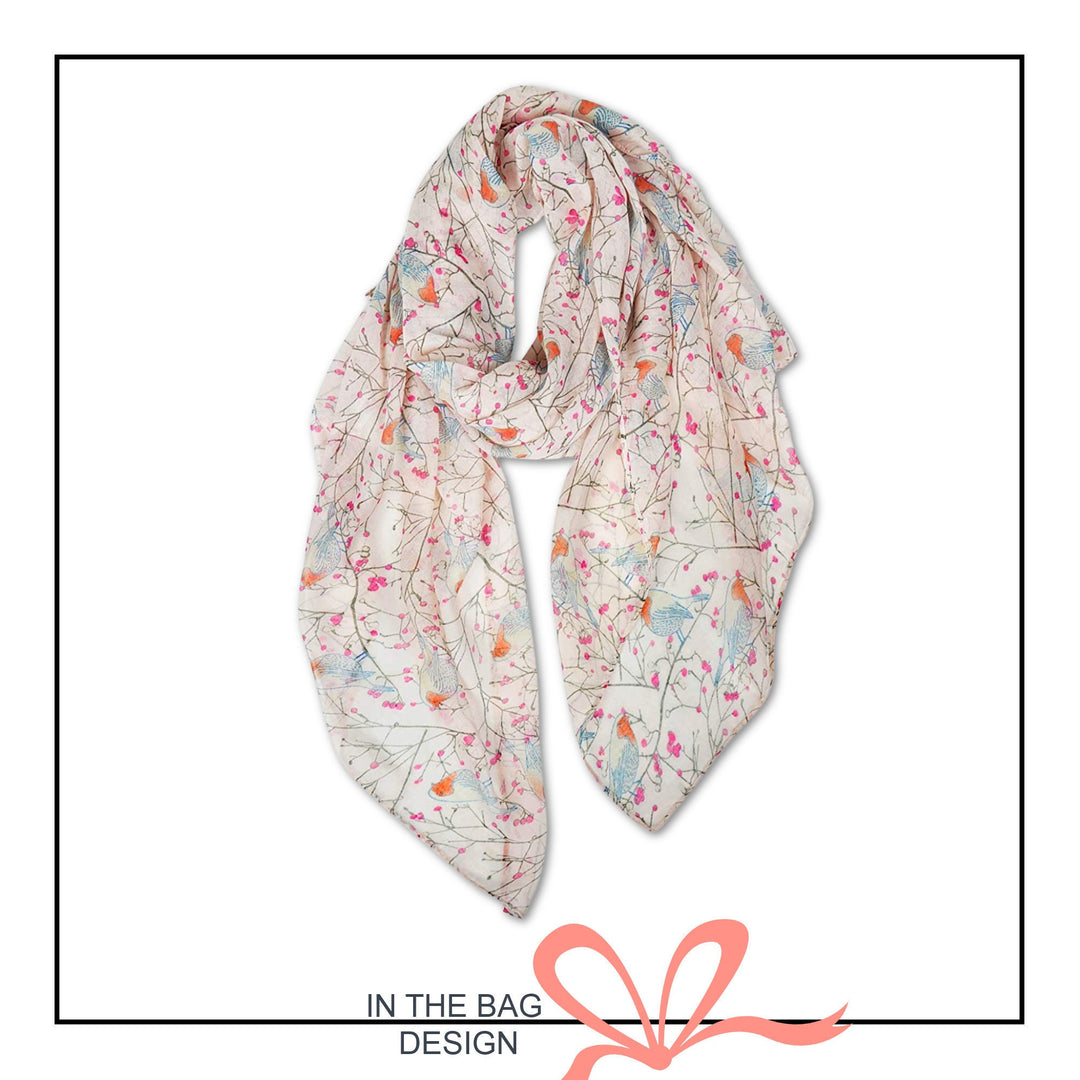 Beige Scarf Birds Print Scarf Summer Scarf Women Scarves Infinity Scarves Loop Personalized Scarf Gifts For Her Scarf Women Mothers Day Gift