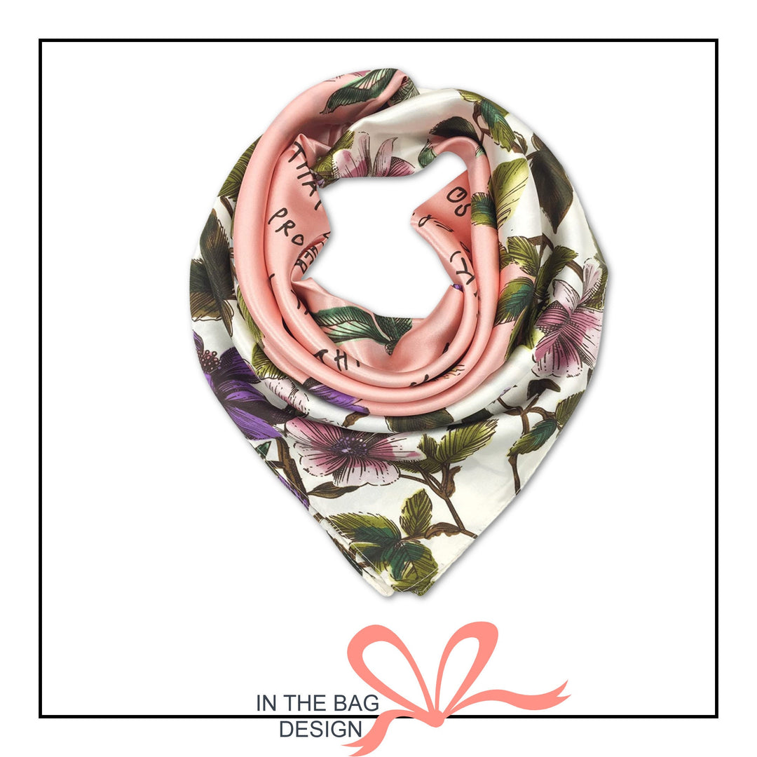 Floral Large Satin Scarf Silk Scarf Personalized Scarf Silky Hair Scarf Head Scarf Silky Scarf Satin Head Wrap Silk Scarves Mothers Day Gift - In The Bag Design