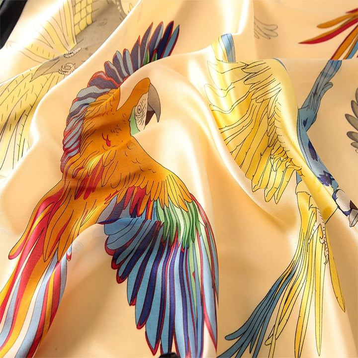 Parrot Scarf Women Silk Shawl Women Scarves Beige Summer Scarf Wrap Infinity Scarf Personalized Gifts For Her Mothers Day Gift Mom Gift