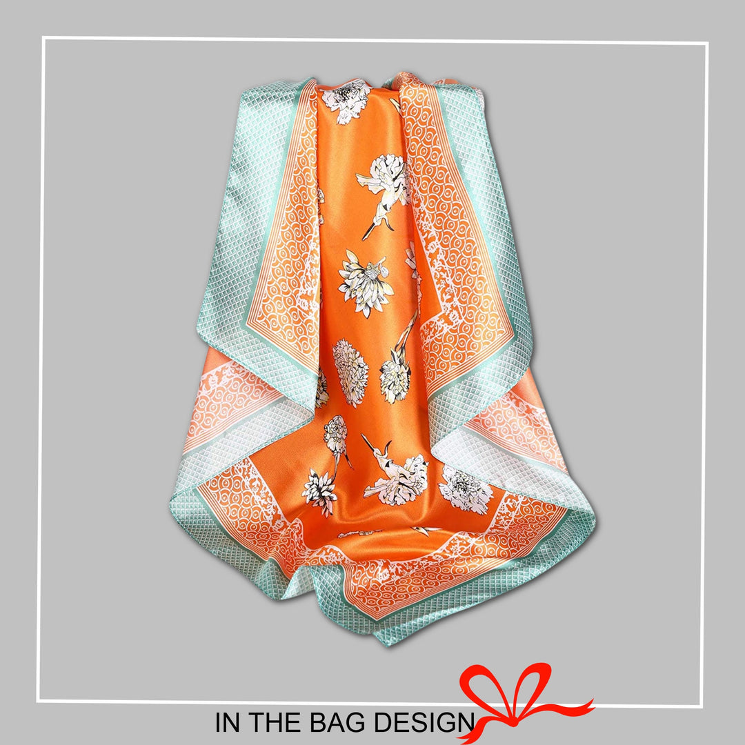 Lotus Print Bandana Silk Head Scarf Bandana Silk Scarf Woman Personalized Scarf Silk Hair Scarf Lotus Bandana Lotus Hair Scarf - In The Bag Design