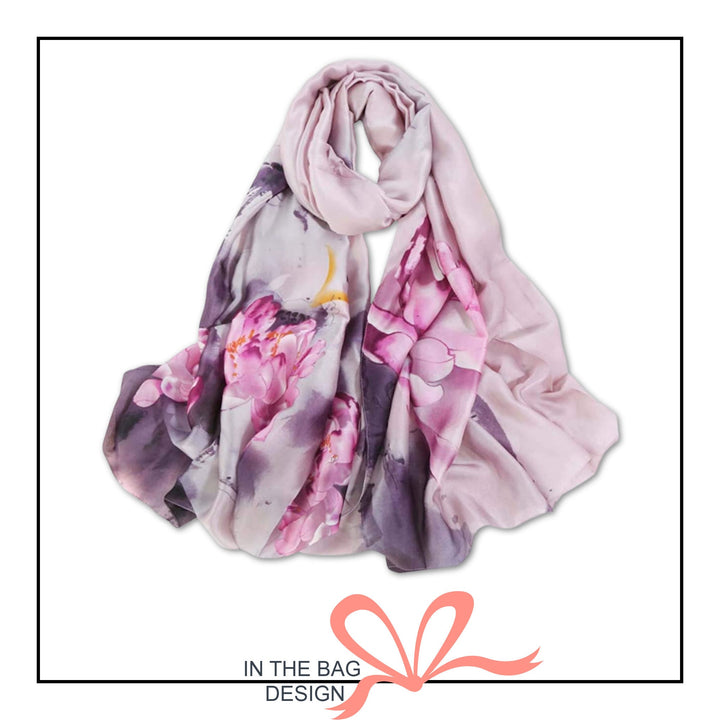 Floral Silk Scarf Women Silk Shawl Women Scarves Summer Scarf Infinity Scarf Gray Silk Personalized Gift Mothers Day Gifts For Her Mom Gift - In The Bag Design