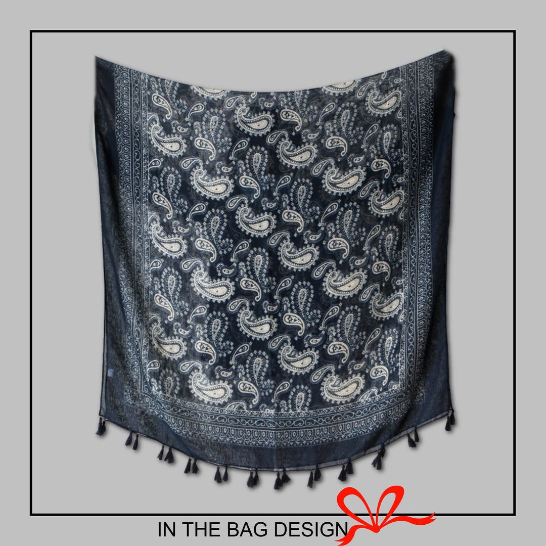 Paisley Print Navy Cotton Scarf Women Cotton Shawl Personalized Gift Infinity Scarf Mothers Day Gift For Her Women Scarves Summer Scarf