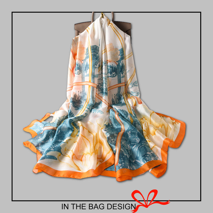 Orange Peony Silk Scarf Women Silk Shawl Infinity Scarf Women Scarves Summer Scarf Mothers Day Gift for Her Personalized Gift for Women