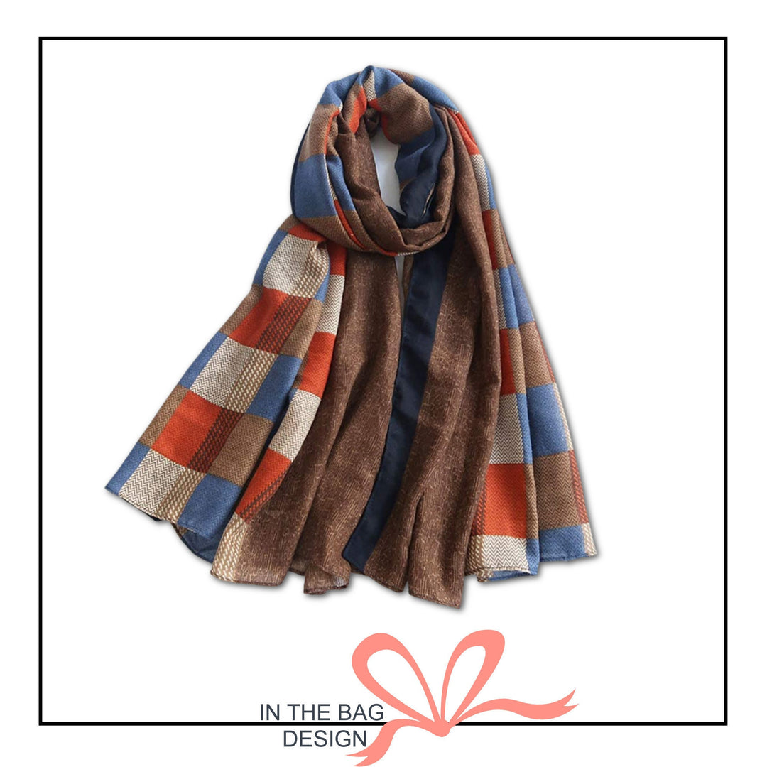 Brown Plaid Scarf Women Shawl Wrap Large Scarf Women's Scarf Infinity Scarf Mothers Day Gift Personalized Gifts For Women Beige Copper Scarf - In The Bag Design