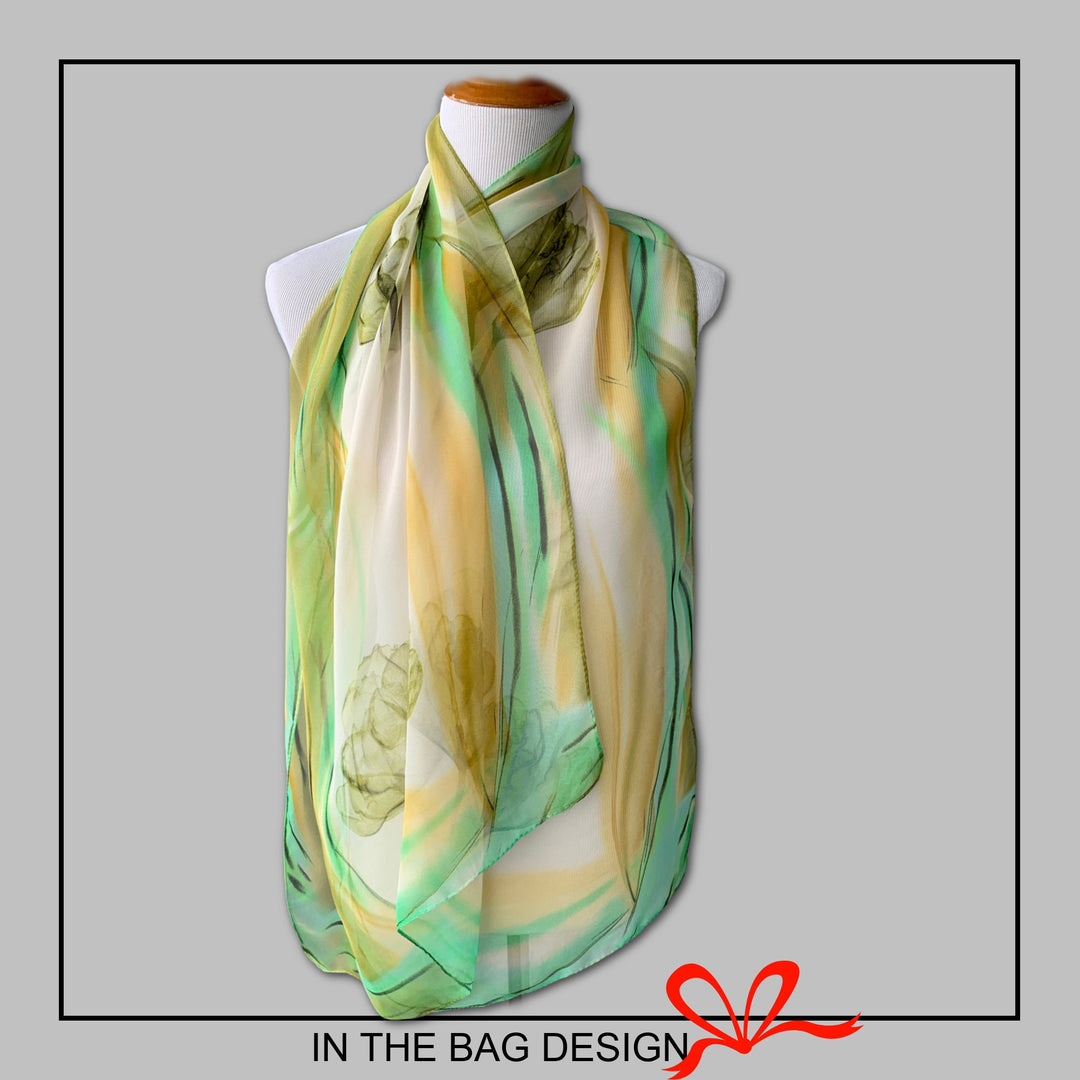 Yellow Scarf Mint Floral Scarf Summer Scarf Shawl Women Scarves Infinity Scarves Loop Personalized Scarf Soft Chiffon Wrap Mothers Day Gift