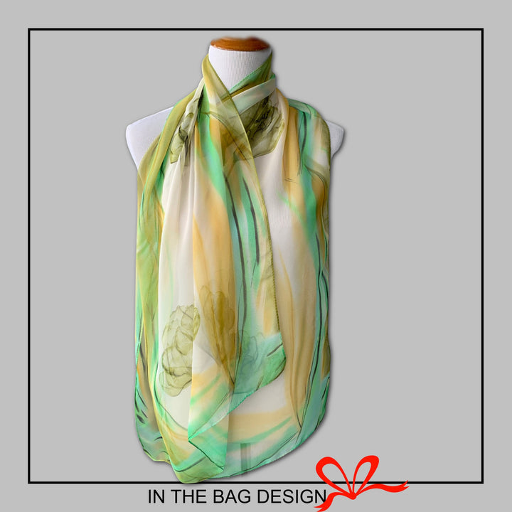 Yellow Scarf Mint Floral Scarf Summer Scarf Shawl Women Scarves Infinity Scarves Loop Personalized Scarf Soft Chiffon Wrap Mothers Day Gift