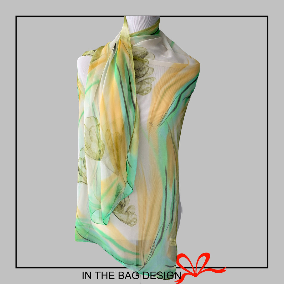 Yellow Scarf Mint Floral Scarf Summer Scarf Shawl Women Scarves Infinity Scarves Loop Personalized Scarf Soft Chiffon Wrap Mothers Day Gift