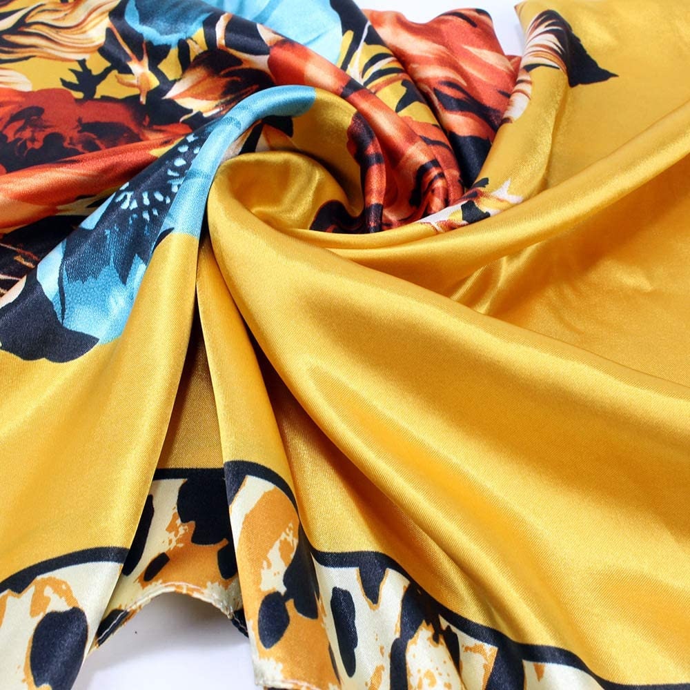 Mustard Head Scarf Large Satin Scarf Silky Scarf Woman Silk Scarf Hair Scarf Personalized Gifts for Bridesmaids Mothers Day Gift for Her