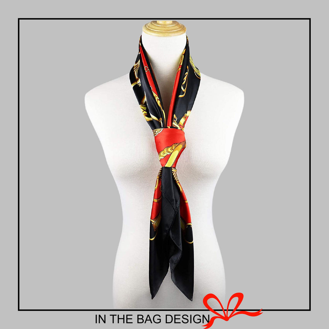 Black Silk Scarf Red Large Silk Head Scarf Silk Headscarf Women Scarves Gift for Her Mothers Day Gift for Women Mom Gift Birthday Gift Idea - In The Bag Design