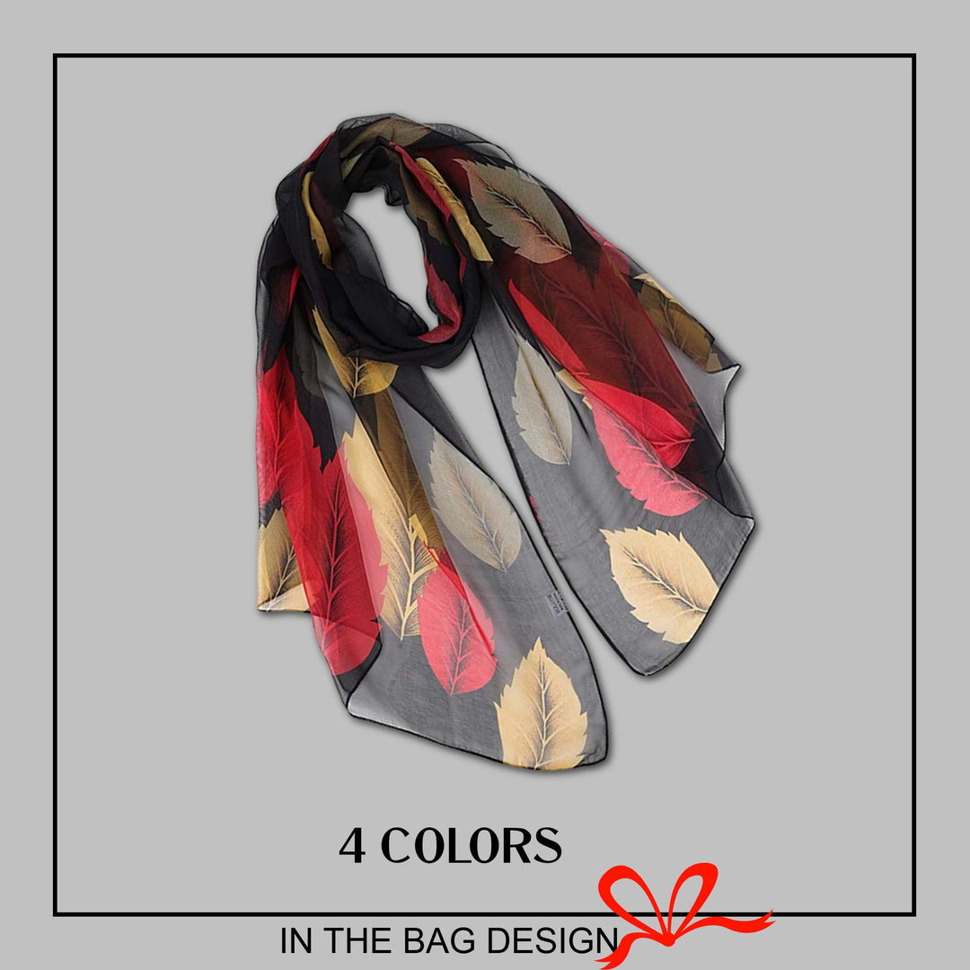 Leaves Print Scarf Women Scarves Personalized Scarf Soft Chiffon Long Wrap Scarf Shawl Summer Scarf Infinity Scarf Mothers Day Gift