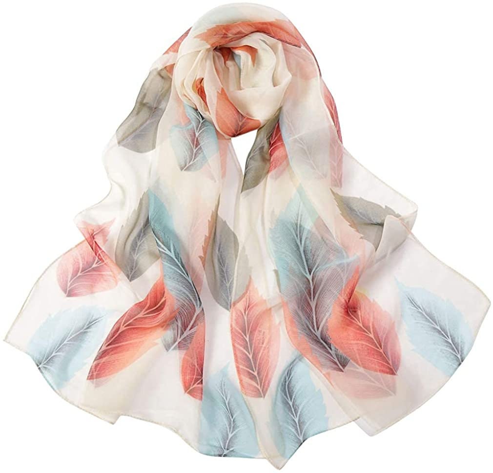 Leaves Print Scarf Women Scarves Personalized Scarf Soft Chiffon Long Wrap Scarf Shawl Summer Scarf Infinity Scarf Mothers Day Gift