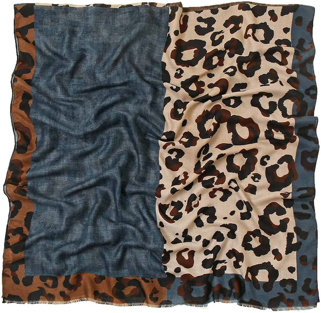 Brown Navy Leopard Scarf Women Handmade Shawl Wrap Lightweight Scarf Personalized Gift Mothers Day Gift Birthday Gift for Her Gift for Women - In The Bag Design