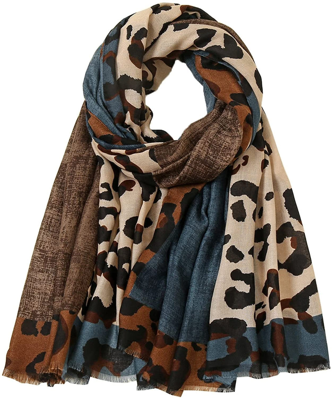 Brown Navy Leopard Scarf Women Handmade Shawl Wrap Lightweight Scarf Personalized Gift Mothers Day Gift Birthday Gift for Her Gift for Women - In The Bag Design