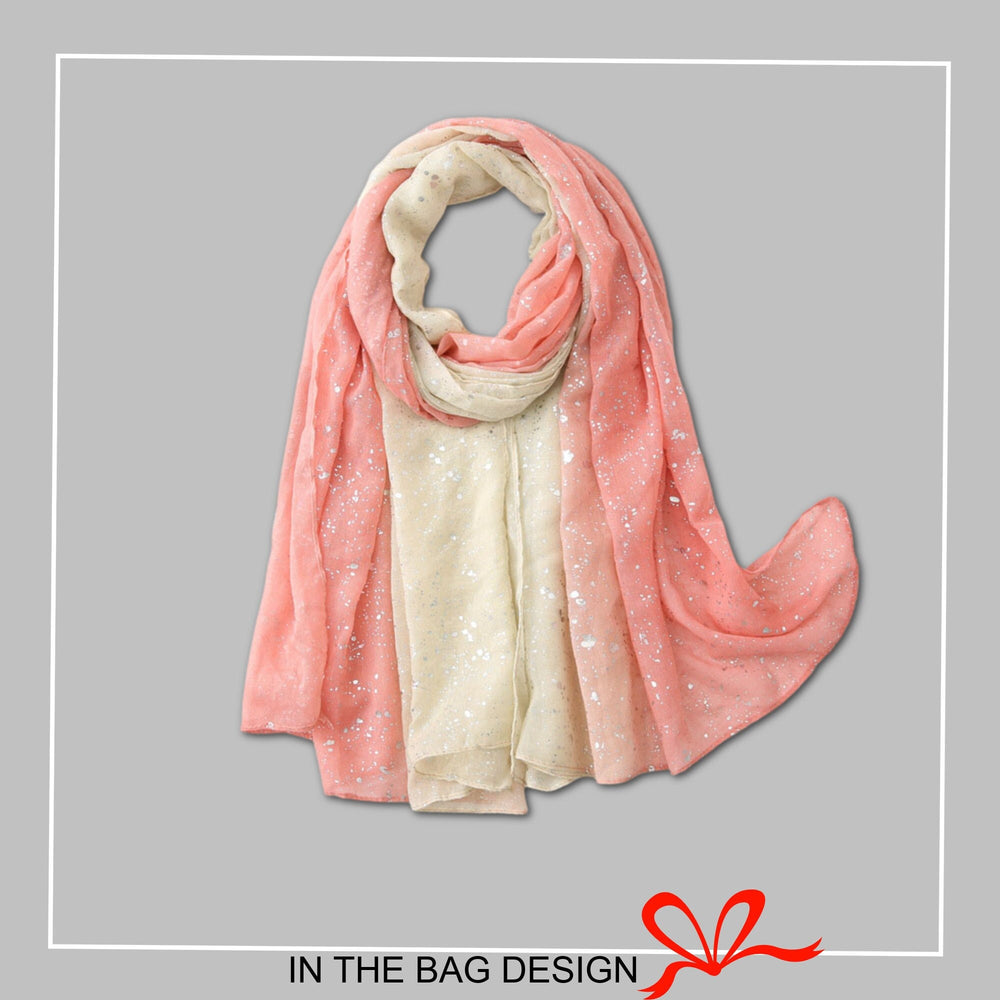 Pink Scarf with Silver Foil Women Shawl Wrap Scarf Summer Personalized Gifts For Her Mothers Day Gift for Women - In The Bag Design