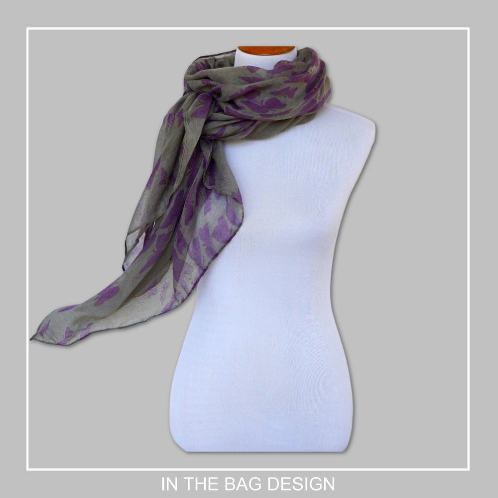 Gray Women Scarf Butterfly Print Scarf Purple Women Scarves Shawl Wrap Women Infinity Scarf Birthday Gift for Mom Mothers Day Gift for Her - In The Bag Design