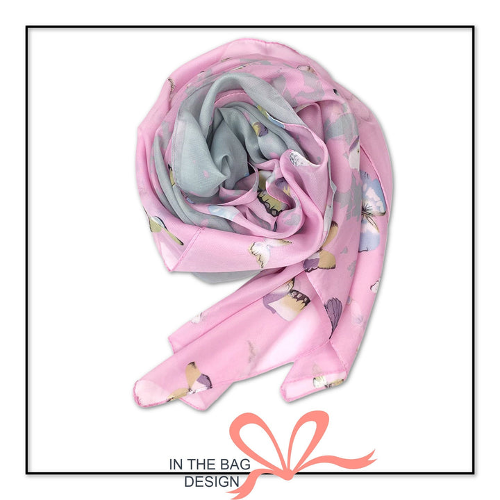 Silky Pink & Grey Butterfly Scarf Summer Scarf Women Infinity Scarves Loop Personalized Gifts For Women Shawl Wrap Mothers Day Gift