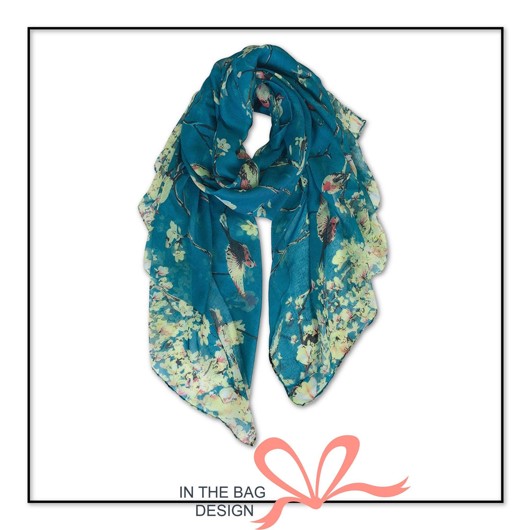 Dark Teal Scarf Birds Scarf Black Summer Scarf Women Scarves Infinity Scarves Loop Personalized Gifts For Women Mothers Day Gift for Her