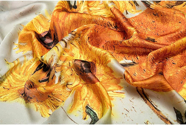 Yellow Silky Scarf Sunflower Shawl Women Scarves Infinity Scarf Wrap Mothers Day Gift Mom Gift for Women Christmas Gift Personalized Gift