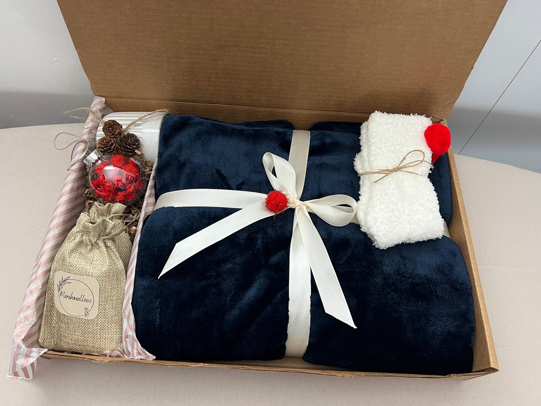 Cozy Blanket Gift Box Christmas Gifts Boxes Gift Box for Women Housewarming Gift Box Hygge Gift Box With Blanket Self Care Gift Basket - In The Bag Design