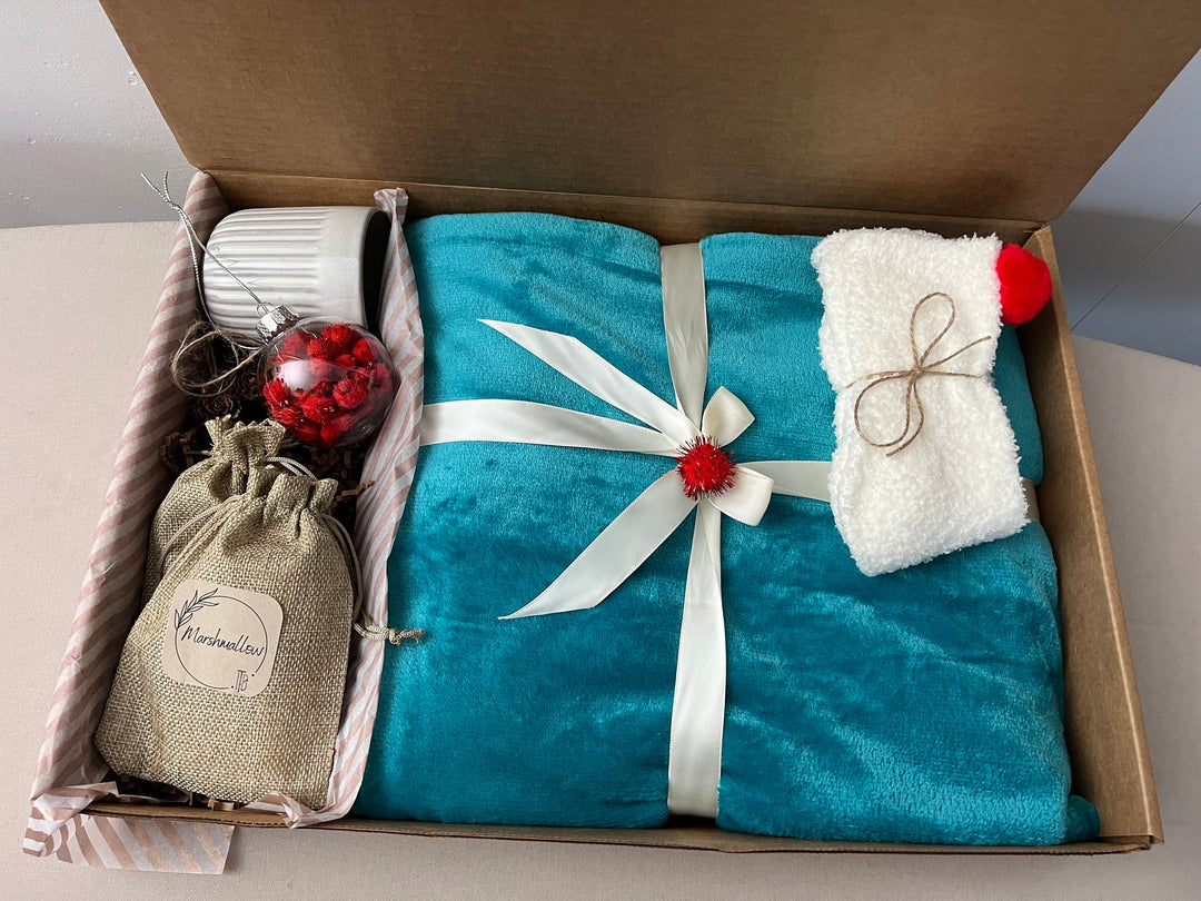 Cozy Blanket Gift Box Christmas Gifts Boxes Gift Box for Women Housewarming Gift Box Hygge Gift Box With Blanket Self Care Gift Basket - In The Bag Design