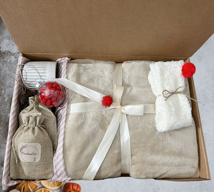 Cozy Blanket Gift Box Christmas Gifts Boxes Gift Box for Women Housewarming Gift Box Hygge Gift Box With Blanket Self Care Gift Basket - In The Bag Design