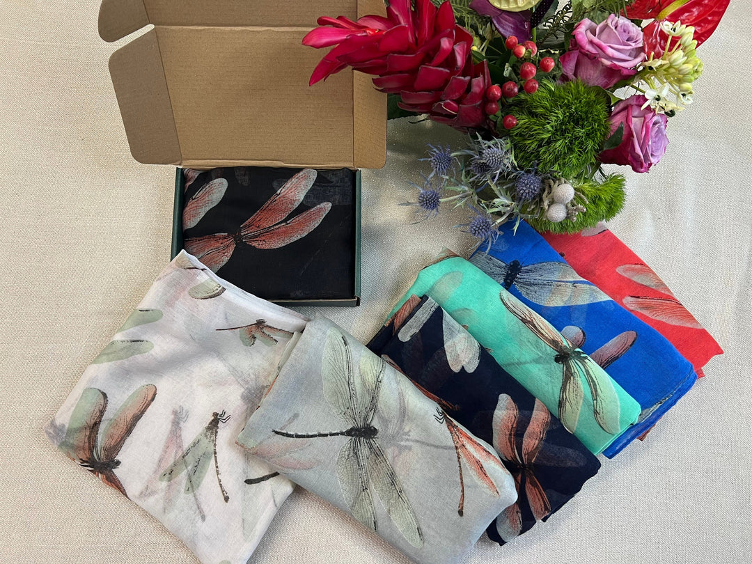 Sage Dragonfly Scarf in Gift Box Wrap Infinity Scarves Mothers Day Gift Personalized Gift For Women Shawl Large Scarf Birthday Gift for Her - In The Bag Design