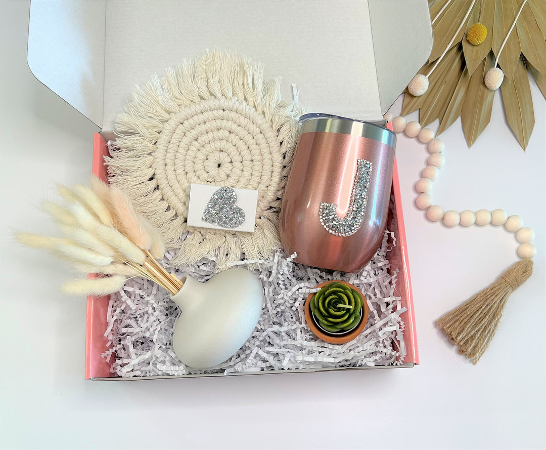 Happy Birthday Gift Box for Women Boho Gift for Friend Gift for Women Gift Basket for Women Christmas Gift Box for Wine Mothers Day Gift Box - In The Bag Design