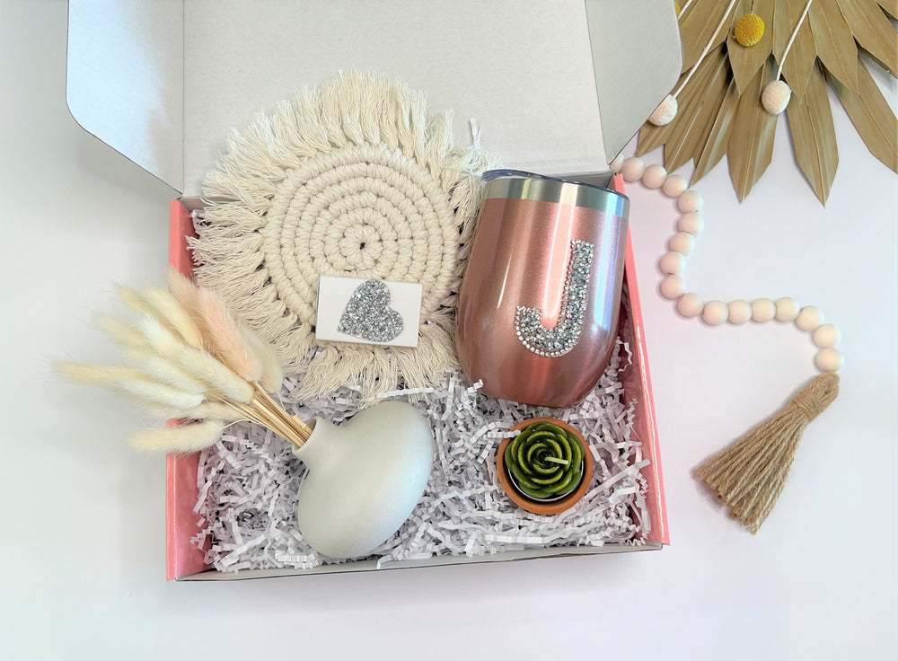 Happy Birthday Gift Box for Women Boho Gift for Friend Gift for Women Gift Basket for Women Christmas Gift Box for Wine Mothers Day Gift Box - In The Bag Design