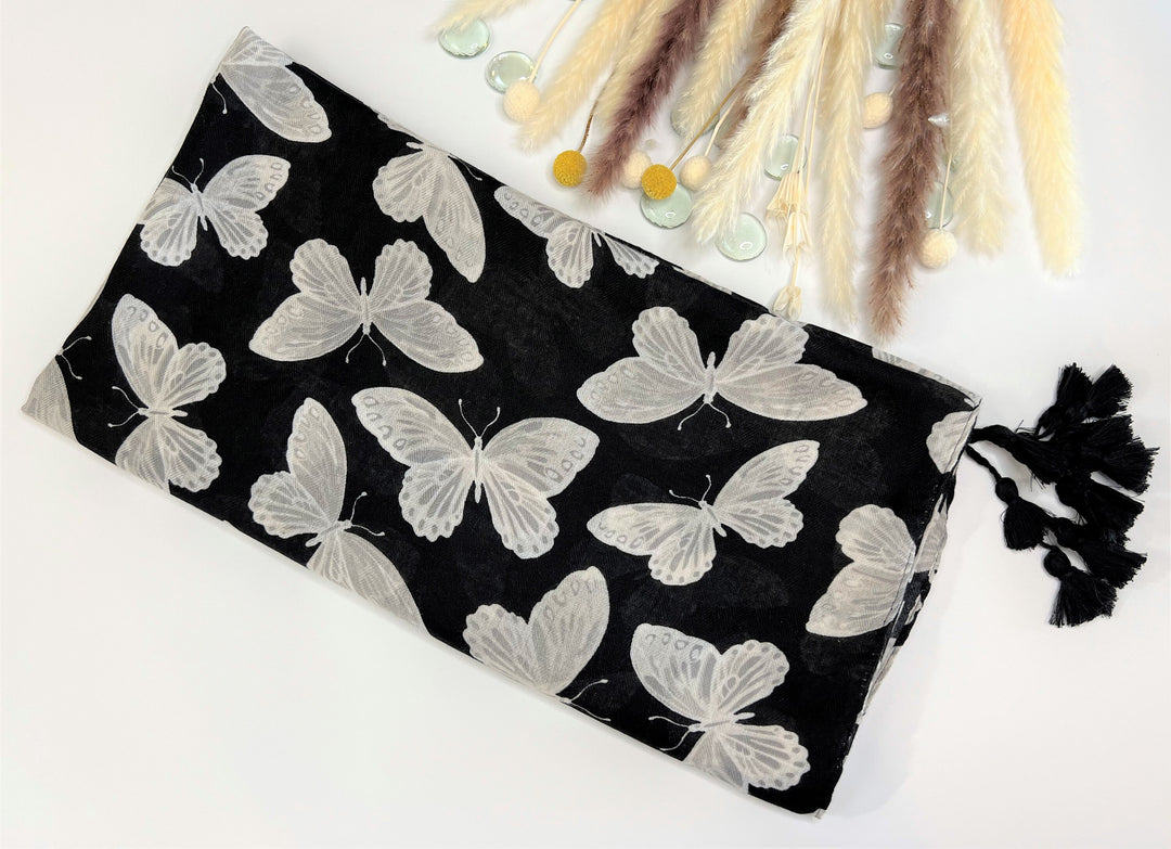 Black Scarf Women Gift Personalized Gift Box Scarf Butterflies Summer Women Scarf Wrap Shawl Lightweight Soft Scarf Mothers Day Gift for Her