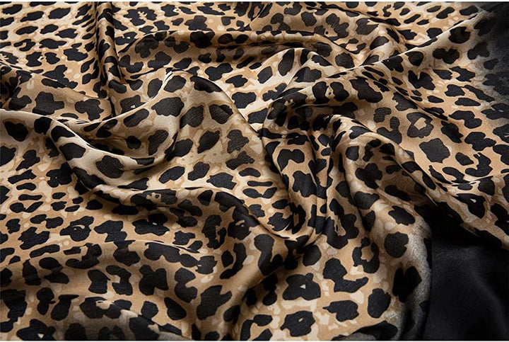 Black Silk Scarf Leopard Women Scarf Shawl Personalized Gift Infinity Scarf Women Scarves Summer Scarf Mothers Day Gift For Her Mom Gift