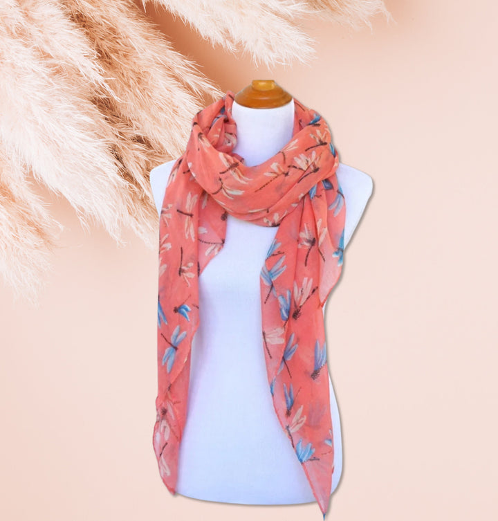 Peach Dragonfly Scarf Peach Scarf Women Spring Wrap Summer Scarf Large Scarf Personalized Gifts For Women Shawl Mothers Day Gift for Her