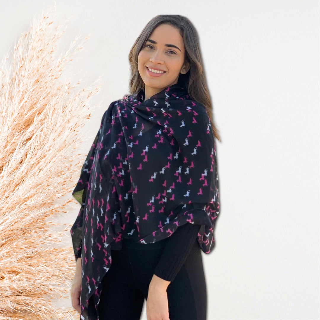 Black Horse Scarf Black Scarf Infinity Scarves Mothers Day Gift Personalized Gifts For Women Shawl Wrap Large Scarf Cover Up Soft Shawl - In The Bag Design