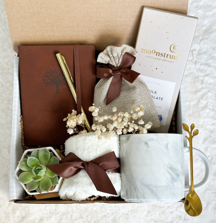 Gift box with Notebook, Hygge Gift Basket, Employees Gift Box, Gift for Coworker, Gift Box for Boss, Thank you Gift, Welcome Gift for Dad