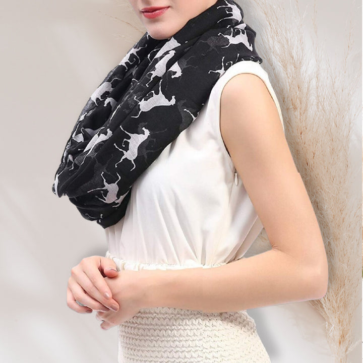 Black Scarf Horse Scarf Women Scarves Infinity Scarf Personalized Gifts For Women Scarf Women Wrap Shawl Loop Scarf Mothers Day Gift for Her