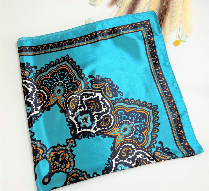 Blue Tail Large Square Silk Scarf Silk Head Scarf Women Silk Scarf Personalized Gift Women Gift for Birthday Mothers Day Gift for Mom