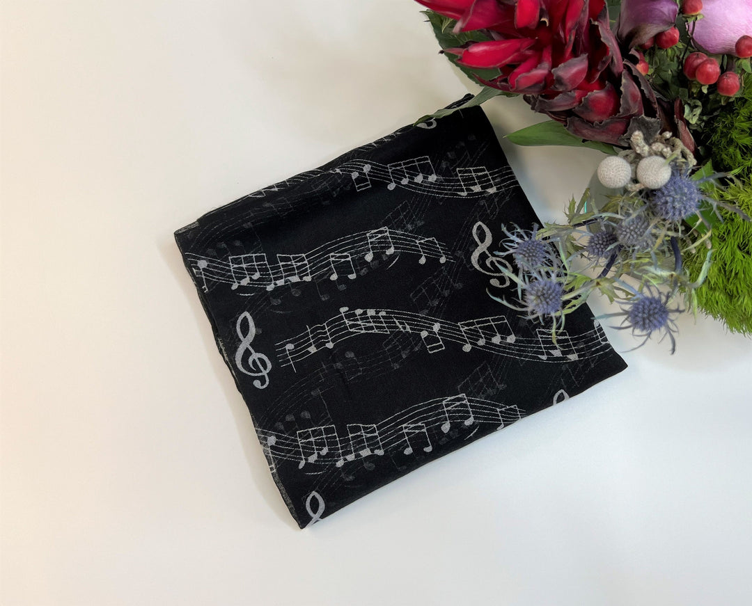 Black Scarf Music Scarf Infinity Scarf Personalized Gift For Women Mothers Day Gift Wrap Shawl Large Scarf Summer Birthday Gift for Her