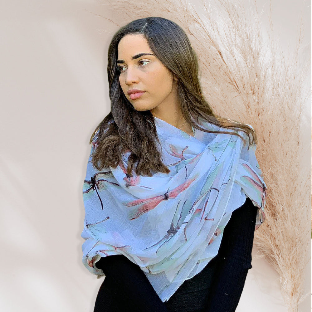 Sage Dragonfly Scarf in Gift Box Wrap Infinity Scarves Mothers Day Gift Personalized Gift For Women Shawl Large Scarf Birthday Gift for Her - In The Bag Design