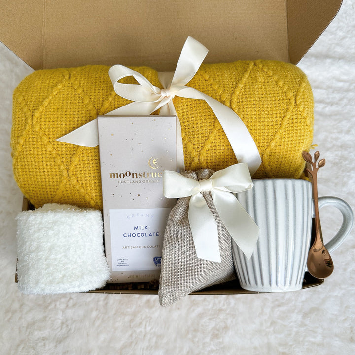 Thank You Gift Basket, Blanket Gift Box, Cozy Gift Box, Hygge Gift Box with Blanket, Gift Basket, Care Package for Him, Men Care Package